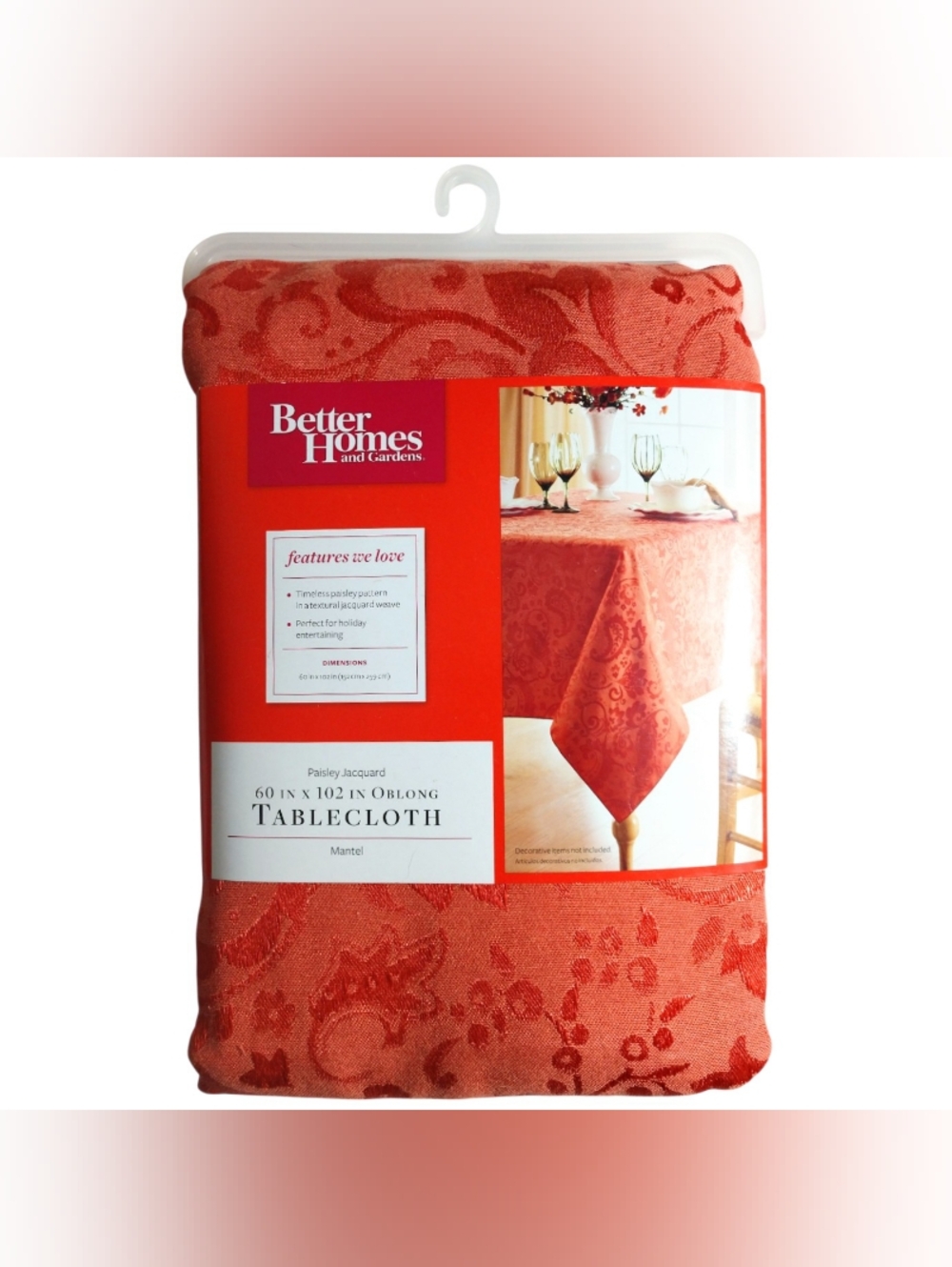 NWT Better Homes & Gardens Peach Paisley Oblong Rectangle Dining Tablecloth